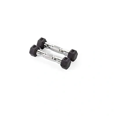 Image of York Fitness Unisex Rubber Hex Dumbbells ( Pair), Black, 1.25Kg
