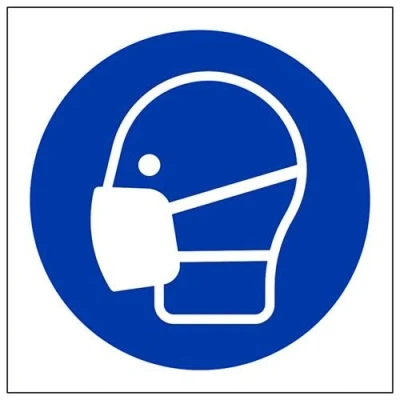 Image of V Safety Mask Logo PPE Sign 100mm x 1mm Rigid Plastic