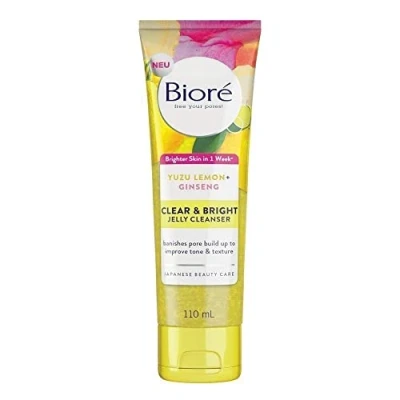 Image of Biore Clear and Bright Yuzu Lemon + Ginseng Jelly Cleanser Face Wash, 110 ml