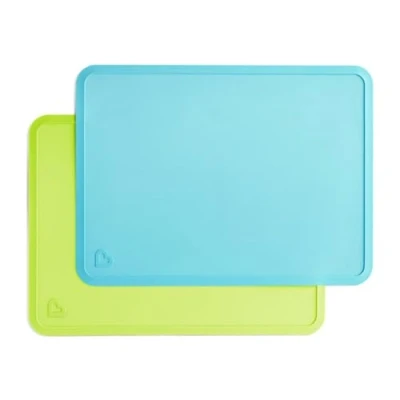 Image of Munchkin® Spotless™ Silicone Placemats for Kids, 2 Pack, Blue/Green