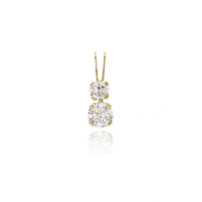Image of Funkyrox 9ct Yellow Gold Double Cubic Zirconia cz pendant/Without chain/Gift box