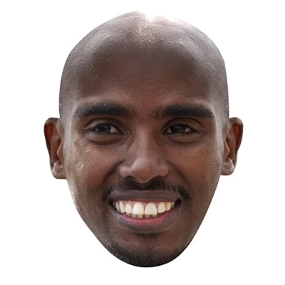 Image of FoxyPrinting MO FARAH JB Athletics Fancy Dress Cardboard Celebrity Party Face Mask