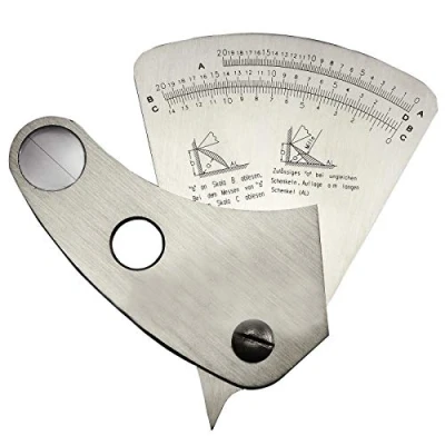 Image of RIVERWELD Fan shaped Welding Gauge Sector Weld Gage Checks Angle of Weldments Crevasse &amp; Width Height Measures Size Range from 0 to 20mm