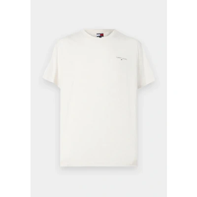 Image of Tommy Jeans Linear Chest TEE Basic Tshirt, Men&#039;s, Size: 46, Oat