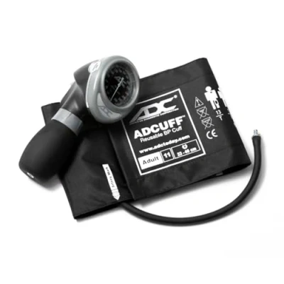 Image of ADC Diagnostix 703 Professional Palm Style Aneroid Sphygmomanometer with Adcuff Nylon Blood Pressure Cuff, Adult, Black