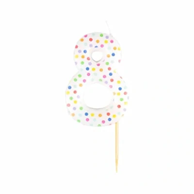 Image of amscan 9911563 Patterned Numerical Candle 8