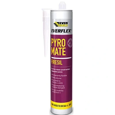 Image of Everbuild Everflex Pyro Mate Firesil Fire Protection Silicone Sealant Neutral Cure Excellent Weathering Properties White 295 ml