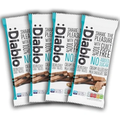 Image of Diablo Cream Filled Milk Chocolate Wafers, No Added Sugar, Sweetened with Maltitol, afternoon tea, Serving Refreshments at Meetings 150g (Pack Of 4)