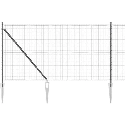 Image of vidaXL Euro Fence with 13 Spike Posts 1x25 m Galvanised Steel Grey