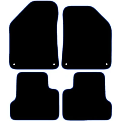 Image of Carsio Carpet Car Mats For Jeep Cherokee 2014+ Onwards Tailored Fit Floor Mat Set Complete Accessory Black Custom Fitted All Weather, Anti Slip Backing &amp; Blue Trim