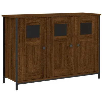 Image of vidaXL Southway Sideboard Spacious Storage Cabinet with Adjustable Feet, Dust Resistant Engineered Wood in Brown Oak Finish