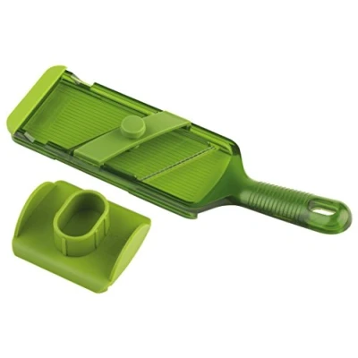 Image of Kuhn Rikon Adjustable Slicing Mandoline with Stainless Steel Blades and Hand Guard, Green