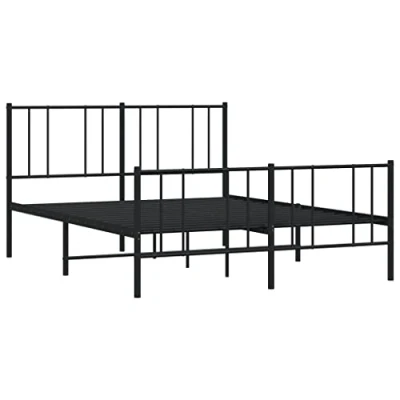 Image of vidaXL Metal Bed Frame Small Double 120x190 cm with Headboard &amp; Footboard in Black Ideal for Bedroom/Guestroom