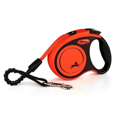 Image of Flexi Xtreme Tape Orange &amp; Black Extra Small 3m Retractable Dog Leash/Lead for dogs up to 15kgs/33lbs