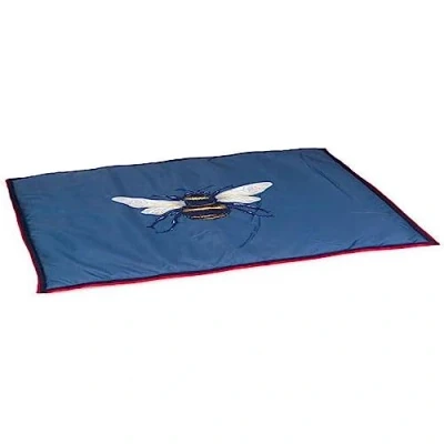 Image of House of Paws Water Resistant Navy Bee Oval Mat for Indoor or Outdoor Muddy Resistant, Easy to Clean Small