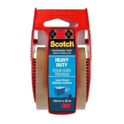 Image of Scotch Heavy Duty Packaging Tape, Brown, 48 mm x 20.3 m, 1 Roll on Handheld Dispenser/Pack
