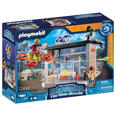Image of Playmobil 71084 How to Train your Dragon: Nine Realms ICarus Base, Toy with science lab and large drone TV characters, Fun Imaginative Role Play, Playset Suitable for Children Ages 4+