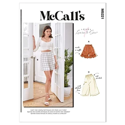 Image of McCalls SEWING PATTERN M8221Y Y (XS S M) Misses&#039; Shorts, MULTI COLOUR
