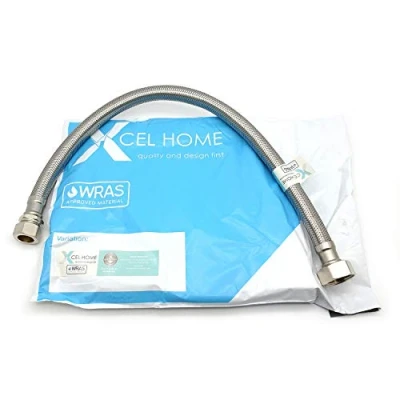 Image of Xcel Home™ 1x WRAS Approved 15mm Compression x 3/4&quot; BSP (500mm Long) Flexible Tap Connector Pipes Monobloc Mixer Connectors Kitchen Sink/Bathroom Basin Stainless Steel Braided Flexi Pipe Tails