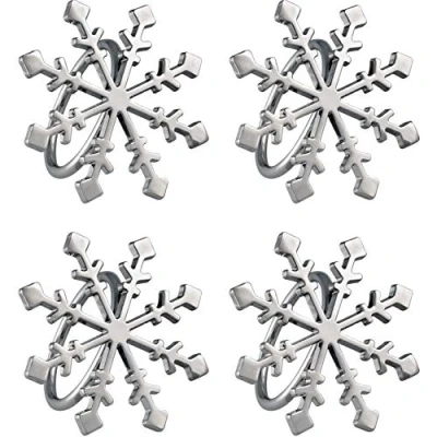 Image of WeRChristmas Set of 4 Snowflake Napkin Holders, Multi Colour, 7cm