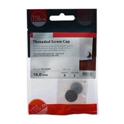 Image of TIMCO Threaded Screw Caps Solid Brass Satin Nickel 16mm
