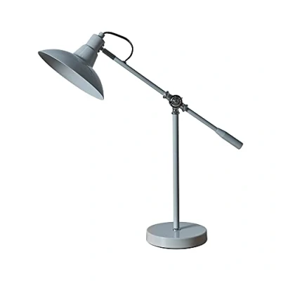 Image of MiniSun Retro Grey/Chrome Adjustable Stem Shade Table Desk Lamp