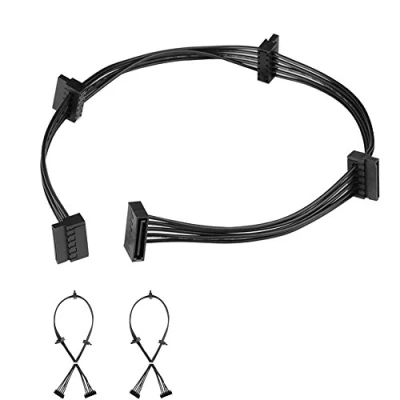Image of J&amp;D (2 Pack 15 Pin SATA to 4 Power Splitter Extension Cable, Female Male, 20 inch