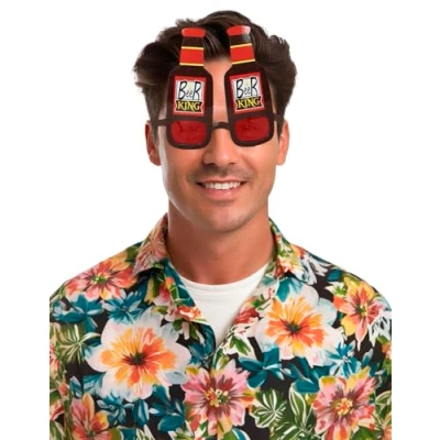 Image of FIESTAS GUIRCA Beer King Glasses Fun Accessory for Stag Do and Parties Ideal Adult Men at Celebrations Events Red Black