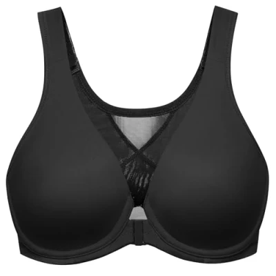 Image of MELENECA Women&#039;s Front Fastening Bras Plus Size Unlined Underwire Back Support Posture Bra Black 38E