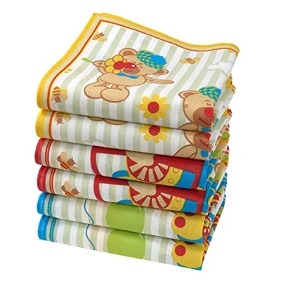 Image of merrysquare Child Handkerchiefs 100% Coton 10.5&quot; Square 6 units TEDDY Model