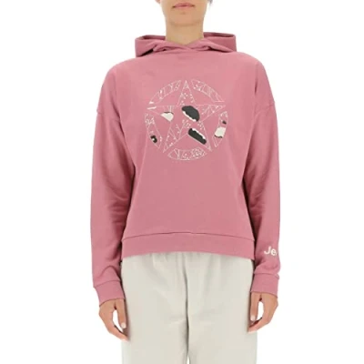 Image of JEEP O102607 P490 J WOMAN HOODED CROPPED SWEATSHIRT STAR Botanical Print J22W Dusty Rose XL