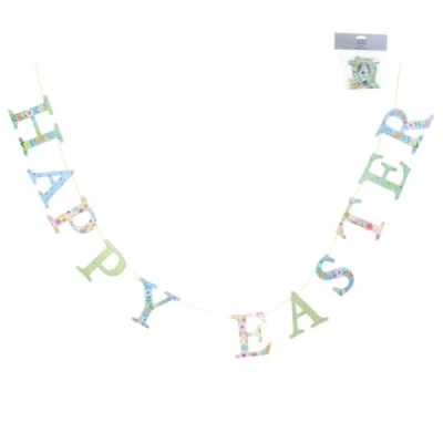 Image of Gisela Graham Pastel Flowers Happy Easter Garland