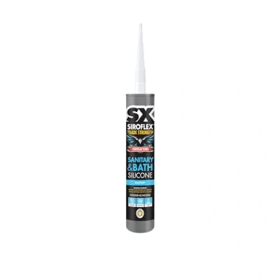Image of Siroflex SX Contractors Sanitary &amp; Bath Silicone White, Acetoxy Curing, Anti Fungal Preventing Mould Growth and Providing Long Lasting Watertight Flexible Seal. Size 300ml