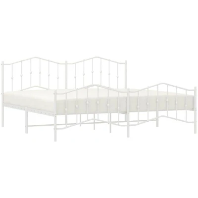 Image of vidaXL Metal Bed Frame without Mattress with Footboard White 193x203cm