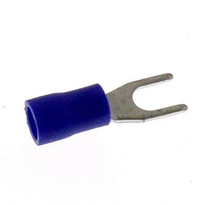 Image of SeKi 14131 Blue 1.5 2.5 mm 25 x Fork Cable Lugs M4 Partially Insulated DIN Lug