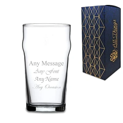 Image of Personalised Engraved Nonic Pint Glass Birthday Christmas Wedding Best Man Usher