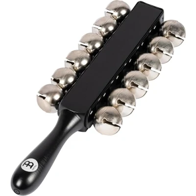 Image of Meinl Percussion Sleigh Bells Instrument Bell Musical With 12 Steel Handle Wood / Steel, Black Silver (SLB12)