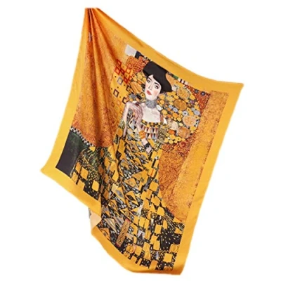 Image of Prettystern P213 110cm Art Print Nouveau painting handrolled Silk Scarf Gustav Klimt Adele Bloch Bauer I