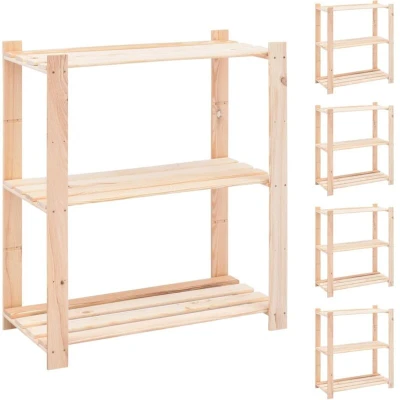 Image of vidaXL 3 Tier Storage Racks 5 pcs 80x38x90 cm Solid Pinewood 150 kg