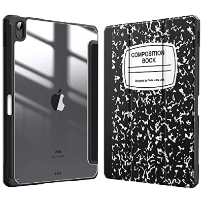 Image of Fintie Slim Hybrid Case for iPad Air 11 Inch M2 (2024), 5th Generation (2022) / 4th (2020) 10.9 Clear Back Cover &amp; Pencil Holder, Composition Book