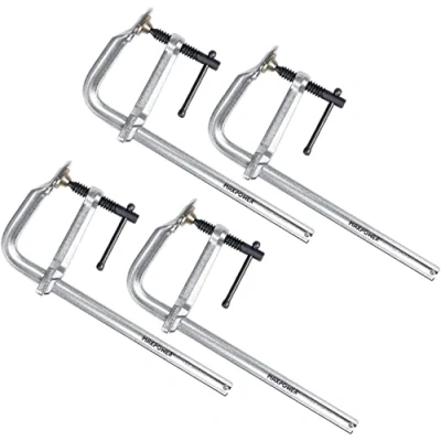 Image of MAXPOWER Pack of 4 F Clamps, 300mm x 120mm Metal Welding Clamps Depth Heavy Duty Bar Woodworking Tools 300mm(12 Inch) 120mm(4 3/4 Silver