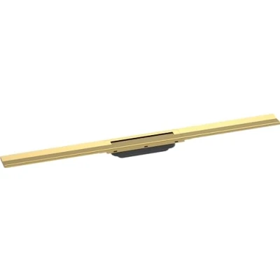 Image of hansgrohe 56045990 RainDrain Flex Fertigset Duschrinne 900 kürzbar Optic Complete Set Shower Channel, Polished Gold Look, 90 cm