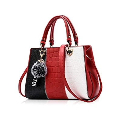 Image of NICOLE &amp; DORIS 2024 New Handbags for Women Fashion Ladies Shoulder Bags Designer Top Handle Bag with Pompom Wine red