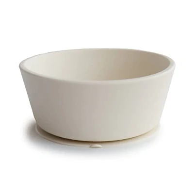 Image of Mushie Silicone Suction Bowl Non Slip for Babies &amp; Toddlers Material: Food Grade Dishwasher Microwave Safe (Ivory)