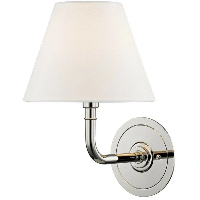 Image of Signature No.1 1 Light Wall Sconce Polished Nickel, Linen