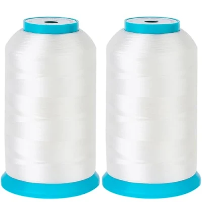 Image of New brothread Set of 2 White Huge Spool 5000M (5500Y) Bobbin Thread for Embroidery and Sewing Machines