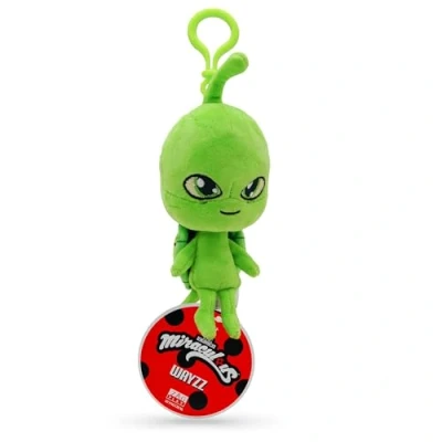 Image of Miraculous Ladybug Kwami Lifesize Wayzz, 5 inch Turtle Plush Clip on Toys for Kids, Super Soft Collectible Stuffed Toy with Glitter Stitch Eyes and Color Matching Backpack Keychain