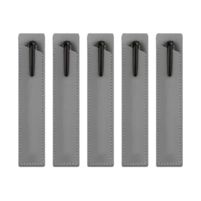 Image of WUMUZAI 5 Pack PU Leather Pen Sleeve Single, Small Fountain Pouch, Pocket Holder Carrying Case, Protective Cover Organizer for Ballpoint Stylus Touch Pencil (Gray)