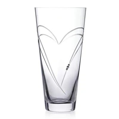 Image of DIAMANTE Heart in hand cut crystal vase with Swarovski crystals 25cm