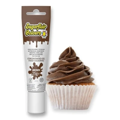 Image of Sugarflair Essentials Food Colouring Gel Brown Concentrated for Sugar Paste, Royal Icing, Buttercream, Cake Decorations, Cakes and More! Vibrant Colour Dye 25g